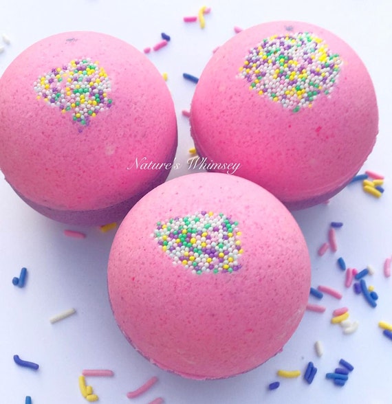 Bath Bomb Birthday cake scented vegan cupcake sprinkles