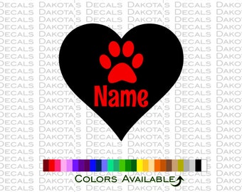 Paw Heart Personalized Decal