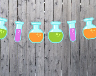 Science Banner, Science Garland, Science Decorations, Test Tube Banner Test Tube Garland, Scientist Birthday (3817124A)