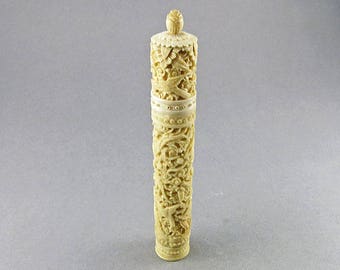 Antique Needle Case Chinese Carved Bone Case With Sewing Notions Asain Arts And Craft Antiques Collectibles