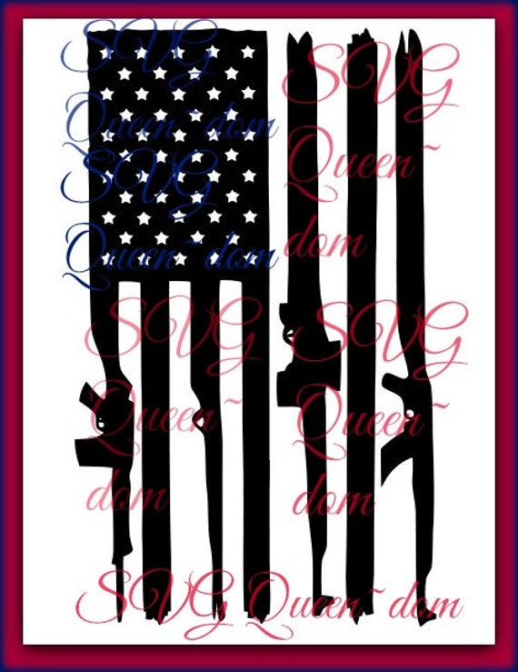 Rifle Flag SVG Gun America USA 2nd Thin Blue Line Red Skeleton