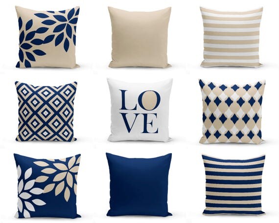 NAVY throw pillows pillow covers cushion cover home decor