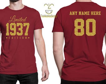 1937 GOLD Limited Edition 80th Birthday Party Shirt, 80 years old shirt, limited edition 80 year old, 80th birthday party tee shirt