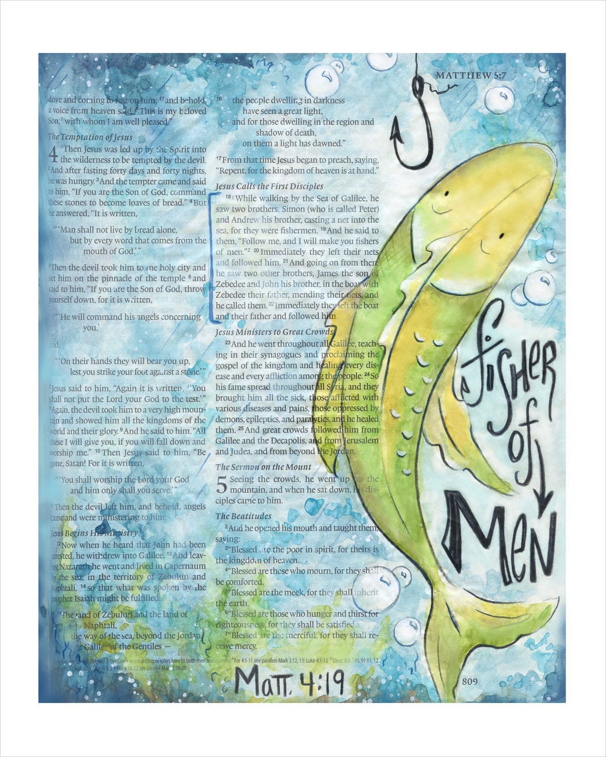 Fisher of Men Bible Journaling Print Scripture Print