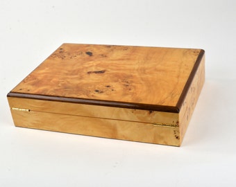 25 ct Luxury Piano Finish Wood Cigar Humidor Burl wood veneer W/ Cedar Lining
