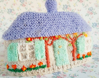 Vintage knitted tea cosy | Tea cozy | Pastel tea cosy | Novelty tea cosy | Cottage tea cosy