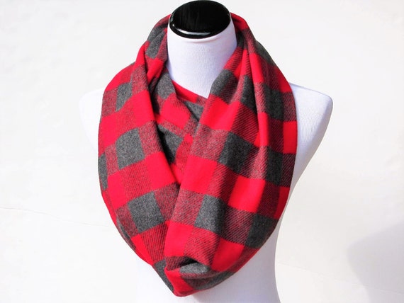 Plaid infinity scarf Christmas scarf soft and warm scarf