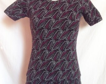 All T Shirt / shorts vintage, Maroon / gray / black, T 36 / 38.