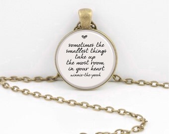Winnie-the-Pooh "Sometimes the smallest things take up the most room in your heart." New Mom or Dad Gift Key Ring Necklace Jewelry