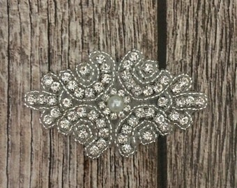 Rhinestone hair clip, ivory hair clip, flower girl hair clip, wedding hair clip, dressy hair clip, formal hair clip, halo, childs hair clip
