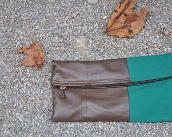 Clutches-leather and fabric handmade Handbag