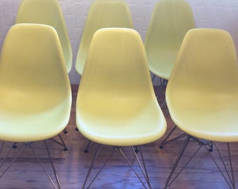 Eames DSR Chairs, Herman Miller / Set of 6/ LIME GREEN/ Authenic