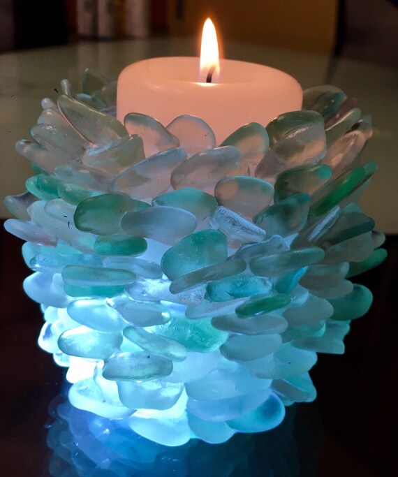 Genuine Sea Glass Votive Candle Holder by MsEnchantedStones