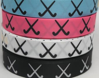 Field Hockey Ribbon 7/8 Grosgrain Ribbon by the Yard for Hairbows, Scrapbooking, and More!