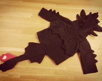 Toothless inspired black dragon baby / children costume hoodie, super cute gift