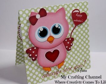 Valentine Card-Owl Valentine Card-Owl-3D Card