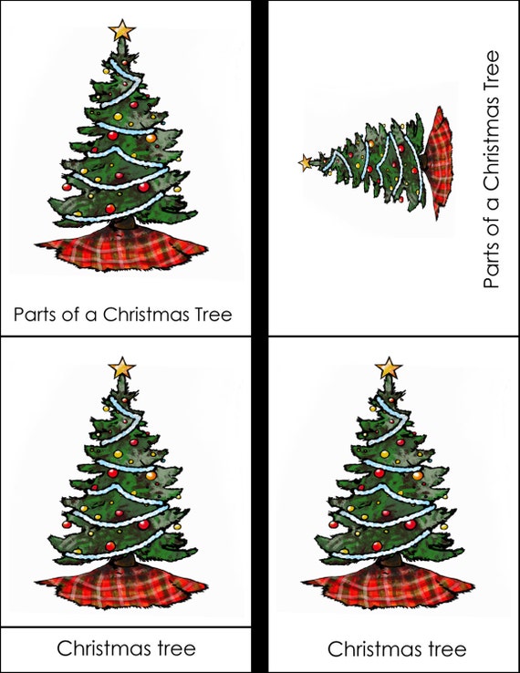 Parts of a Christmas Tree 4 Part Montessori Cards PDF