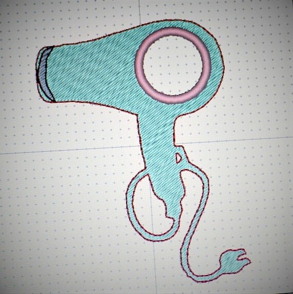 Machine Embroidery Pattern Hair Dryer Applique Design