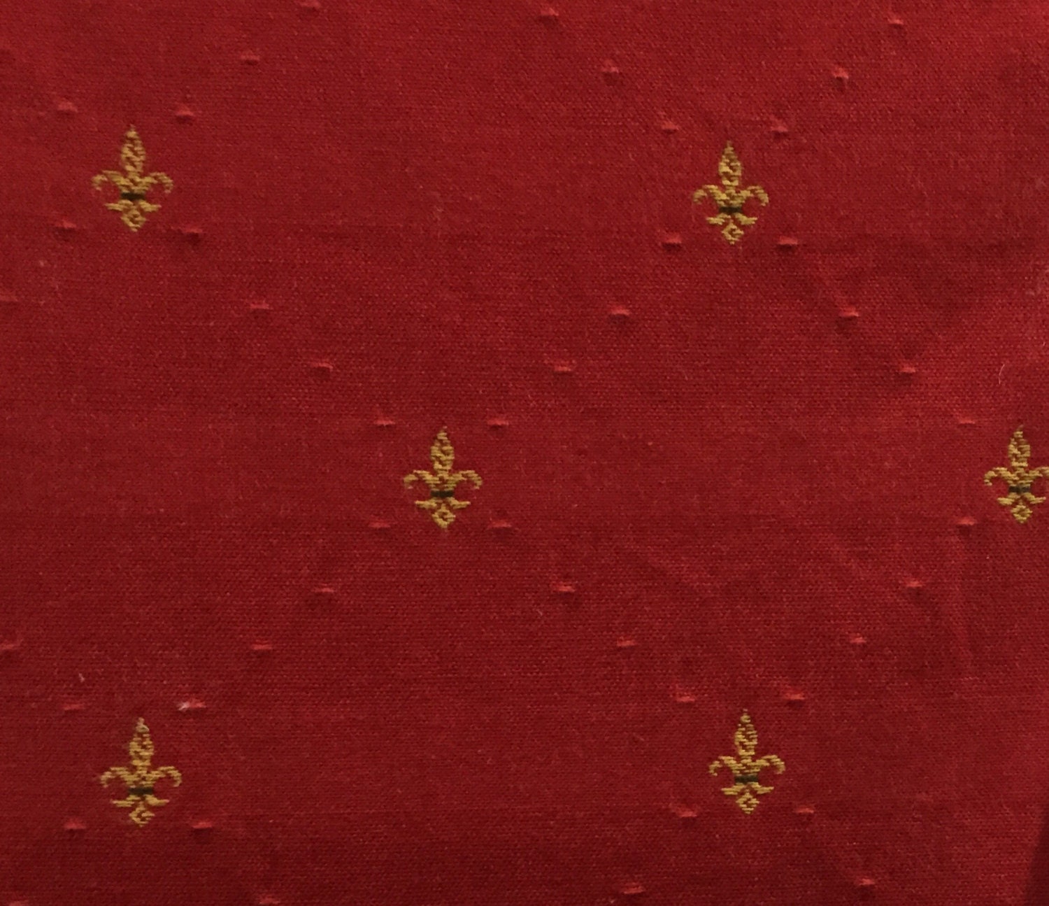 Fleur De Lis Red and Gold Upholstery Fabric By The Yard