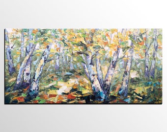 Original Art, Oil Painting, Forest Tree Oil Painting, Canvas Art, Canvas Painting, Abstract Canvas Art, Large Wall Art, Palette Knife Art