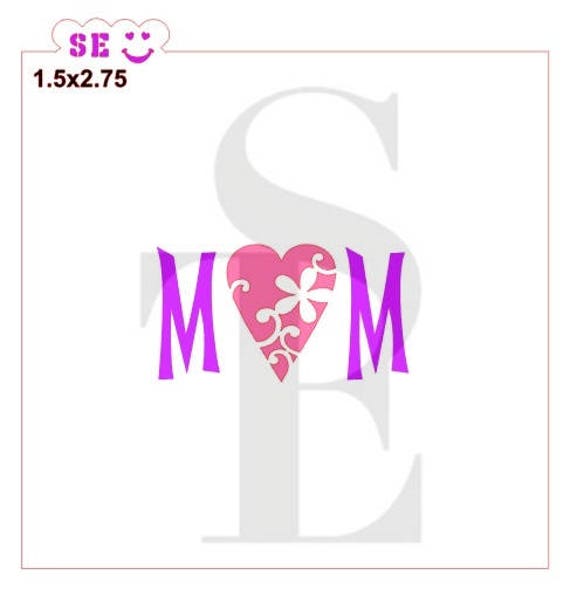 MOM with Ornate Heart Stencil
