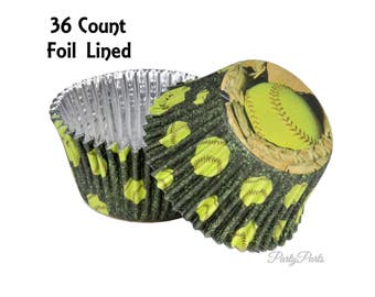 Softball cupcake liners, Fastpitch party decorations, 36CT, foil, Graduation party ideas, Girls sports, team banquet, players birthday