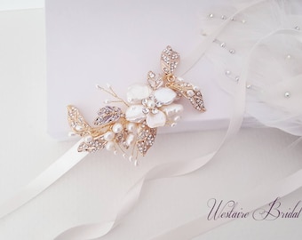 Gold Headband, Gold Bridal Headband, Rhinestone Wedding Headband, Bridal Hair Accessory, Gold Headpiece, Bride Headband