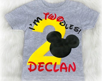 I'm twodles Second birthday shirt for boys - I'm Twodles - grey birthday shirt - Mickey mouse birthday shirt - Mickey mouse birthday party