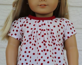 Spotty Top, to fit like American Girl Doll Clothes
