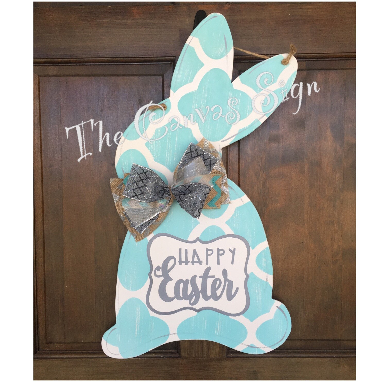 Wooden Easter Bunny door hanger