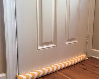 Door Draft Stopper Window Draft Blocker EMPTY Insulating Breeze Blocker Energy Saver Zigzag Corn Yellow/White