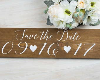 Save the Date Sign- Wedding Date Sign- Engagement Photo Prop Sign- Personalized Wedding Sign- Wooden Wedding Signage- Rustic Wedding Sign