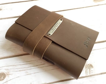Leather Journal - Personalized Brown Leather Journal - Handmade Book - Diary - Travel Journal - Writing Notebook - Monogram Sketchbook
