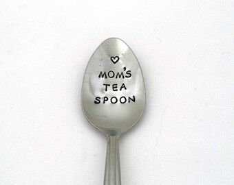 Mom's Tea Spoon, Hand Stamped Spoon, Stainless Steel Silverware, Unique Birthday Gifts For Mom, For Wife, Anniversary Gift, Christmas Gifts