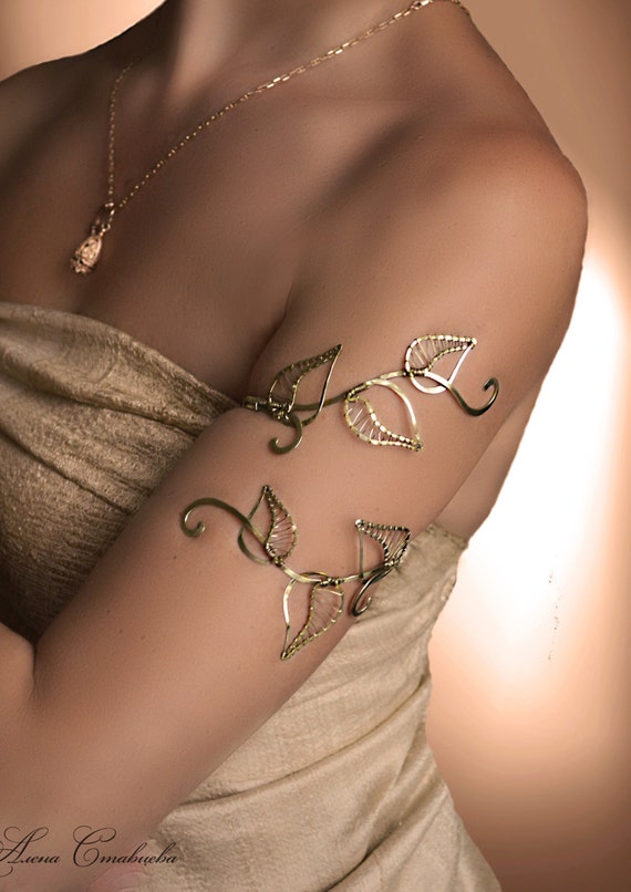 leaf arm cuff upper arm cuff Jewelry swirling arm cuff