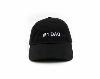 Dad Hat #1 Dad Hat Embroidered Hat Adjustable Baseball Cap Black