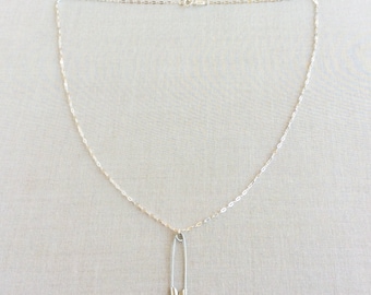 Safety Pin Necklace - Safety Pin Jewelry - Safety Pin Jewellry - Safety Pin - Tiny Sterling Silver Necklace Dainty Sterling Silver Necklace