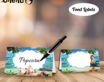 SALE Moana Food Labels DIY Printable / Moana Food Tents / Moana Cards / Moana Party Decor / Moana Place Cards / Moana Buffet Cards