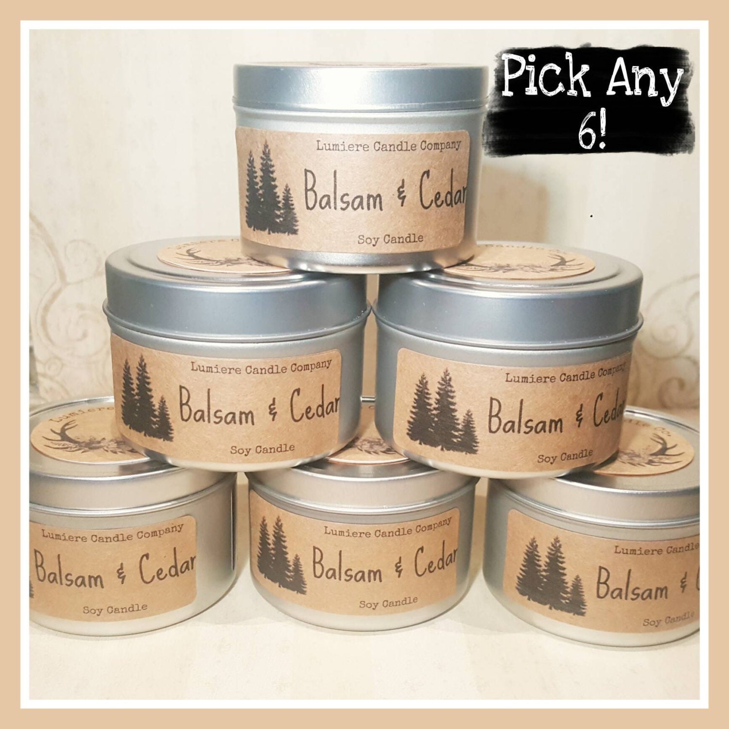 PICK ANY 6 scented Soy Candle Tins Scented Soy Candles Hand
