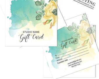 Editable Watercolor Gift Certificate Template Watercolor Design Card Printable Gift Card Design Marketing Elegant Luxury |PHOTOSHOP FILE|