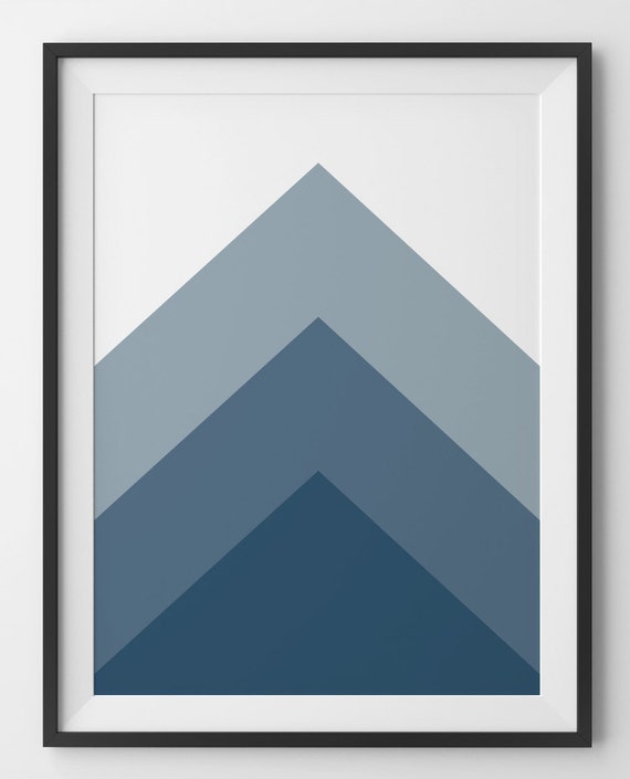 Items similar to Navy Blue Geometric Triangle Arrow Art, Navy Blue