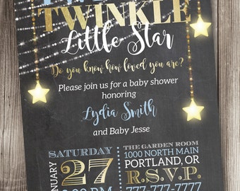 Twinkle, Twinkle Little Star Baby Shower Invitation, Twinkle Baby Shower Invitation, Little Star Baby Shower Invitation #003