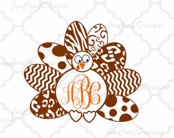 Turkey Monogram Frame SVG,EPS Png DXF, studio files for Cricut, Silhouette, Vinyl Cutters and Screen Printing Cut Files, Print Then Cut