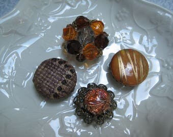 Vintage Magnet Set, Vintage Jewelry, Set of 4, Upcycled Vintage, Jewelry Magnets, Fridge Magnets, Costume Jewelry Magnets, Fridge Bling /5