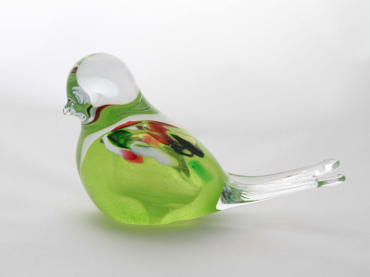 Glass Bird Figurine Ornament Collectible Art by AfriArtisan