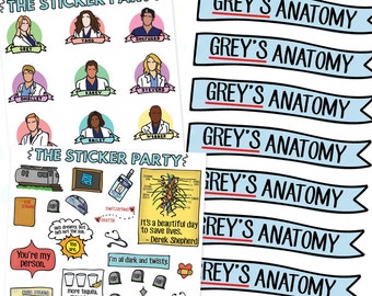 Grey's Anatomy Planner Stickers | 3 Piece Deco & Flag Kit