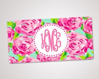 Monogram License Plate, Personalized License Plate, Custom Car Tag, Front Plate, Personalized Tags, Lilly Pulitzer Inspired, Car Accessories