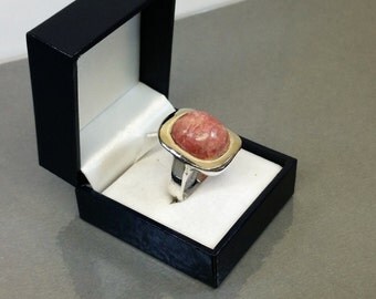 Old rhodochrosite ring silver ring 925 SR351