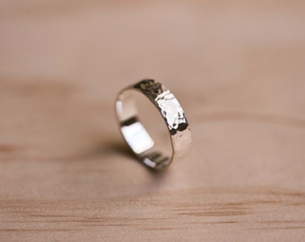 Hammered Sterling Silver Ring - 100% Recycled Sterling Silver