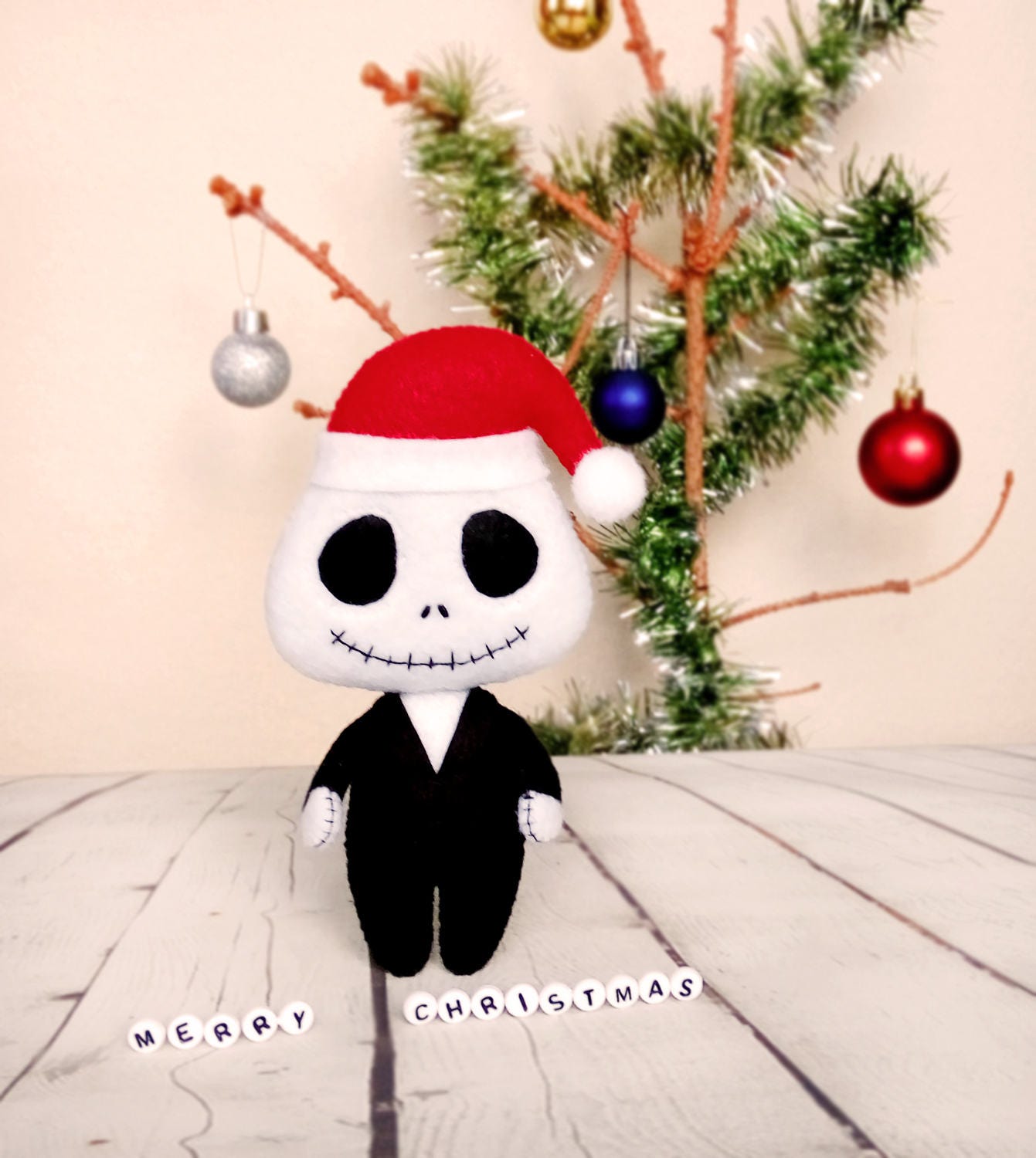 Halloween Decor Jack Skellington Santa Hat Nightmare Before